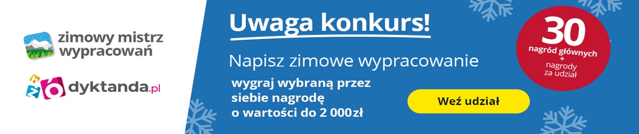Baner informacyjny konkursu Zimowy mistrz wypracowań