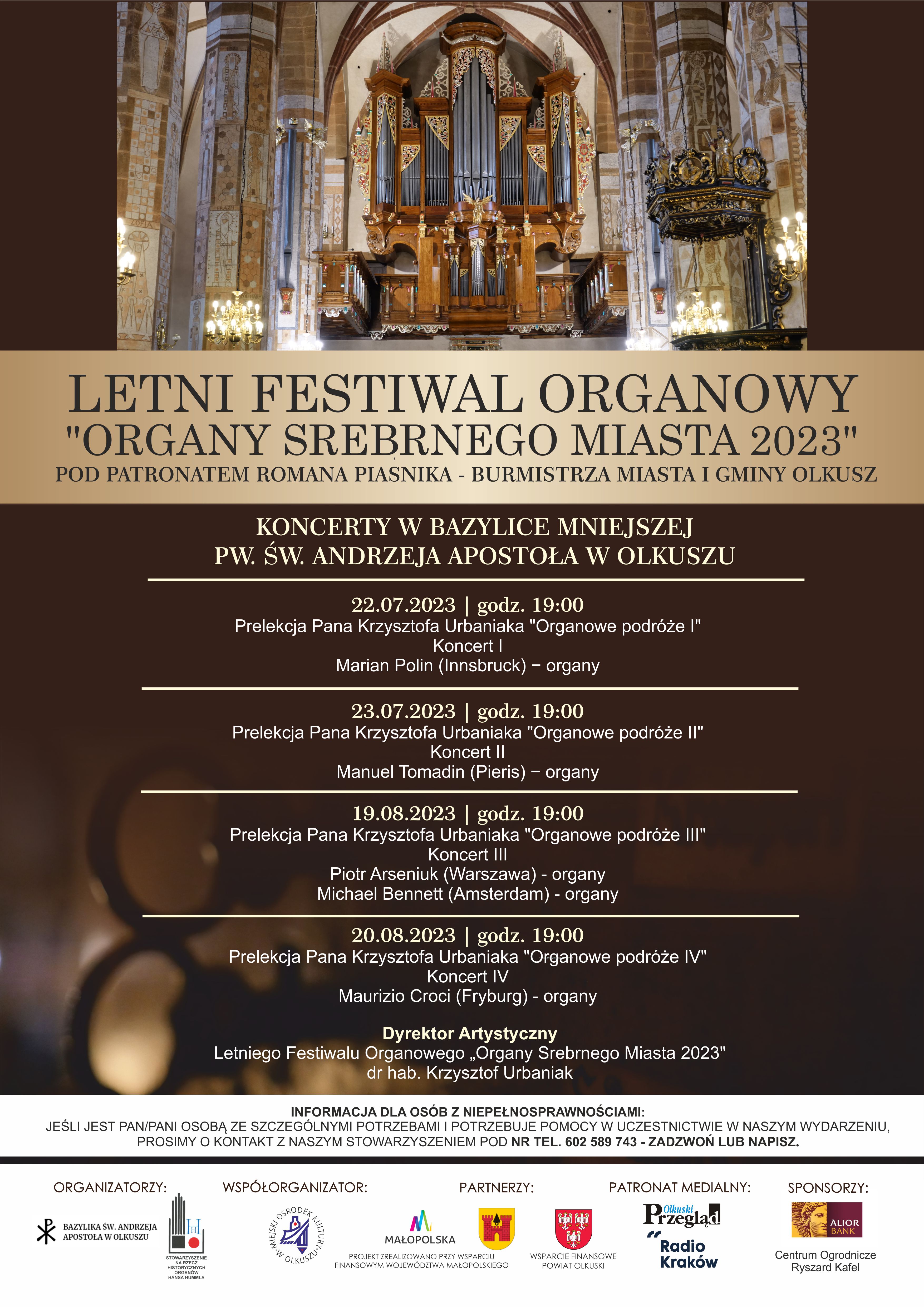 Plakat z zaproszeniem na Letni Festiwal Organowy